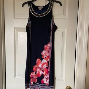 Navy floral sheath dress